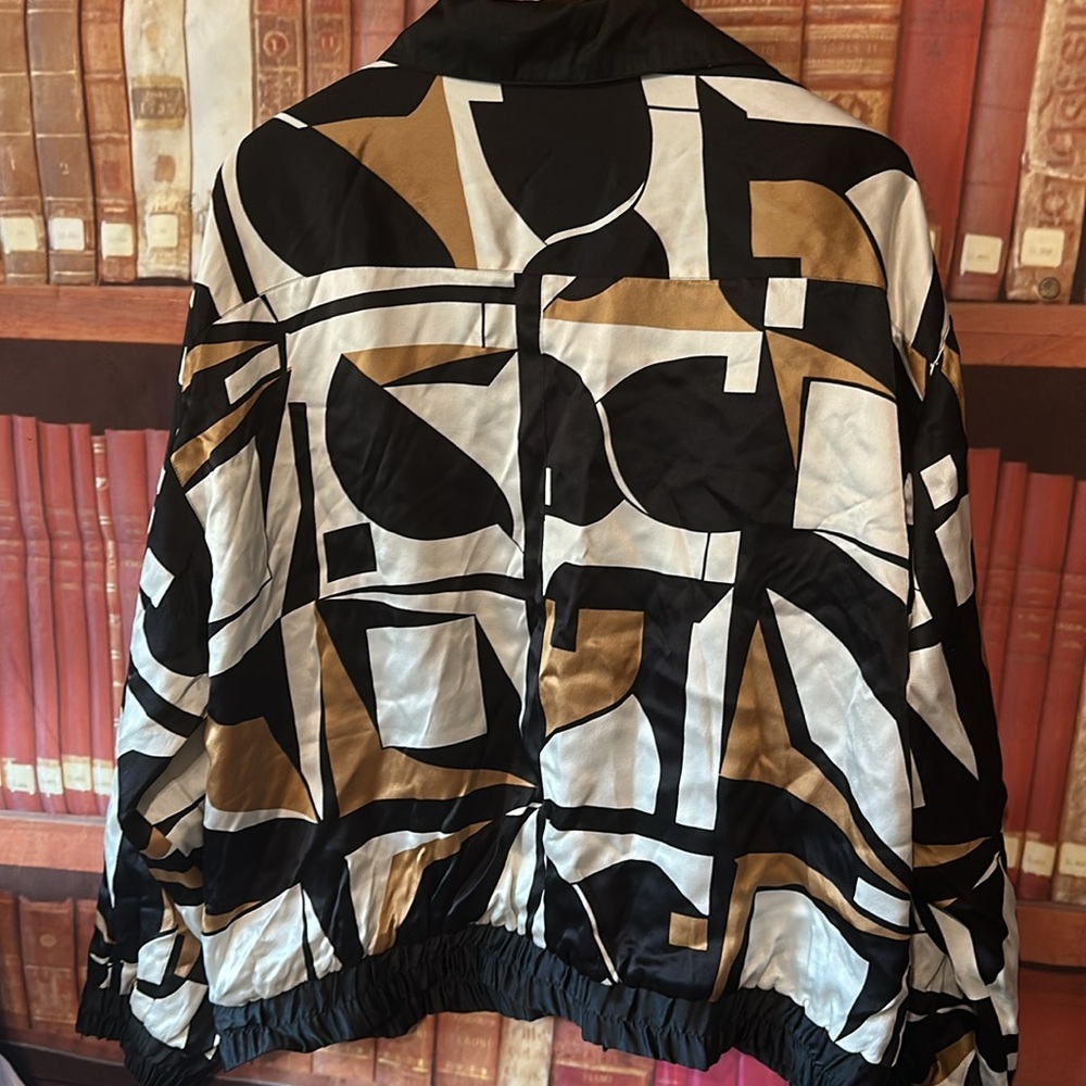 Vintage Abstract Pattern, Reversible, Black Satin… - image 4